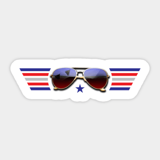 Aviator Sunglasses with Tomcats Sticker